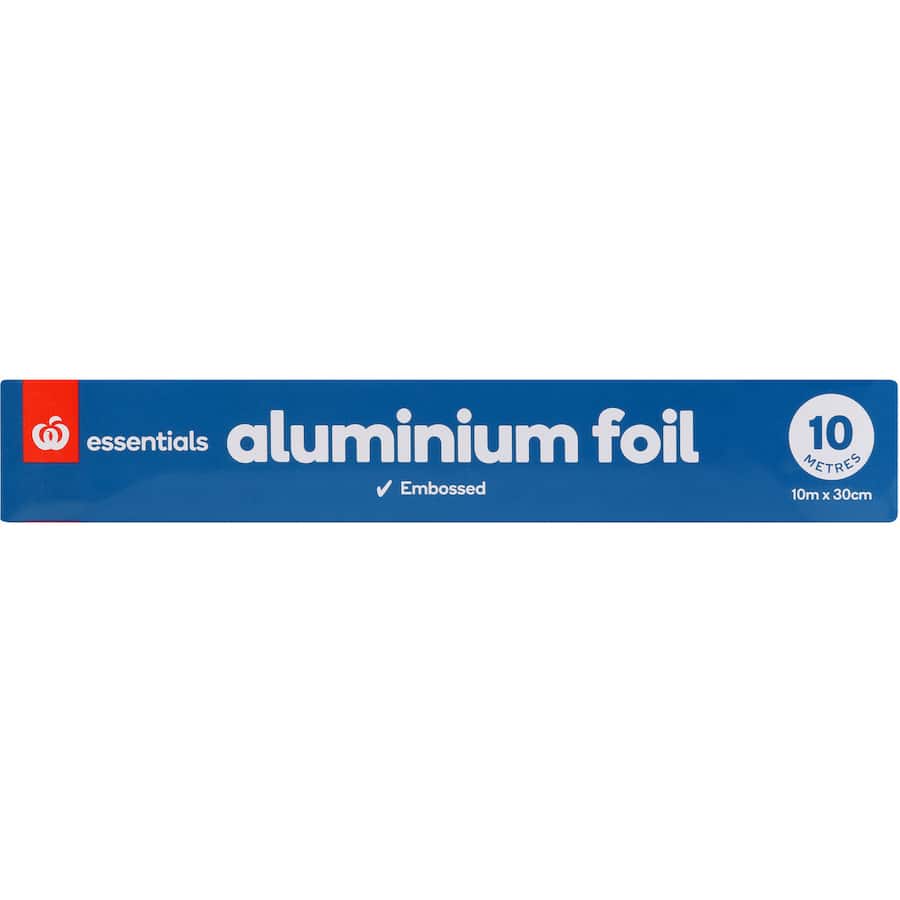 Premium 30cm x 10m Essentials Foil Aluminium for cooking, baking, and storing food, featuring strong, embossed design.