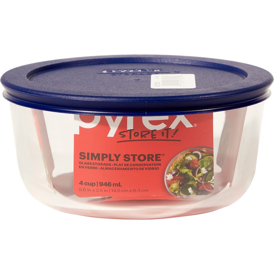Pyrex Bowls Round With Lid 4 Cup 950mL