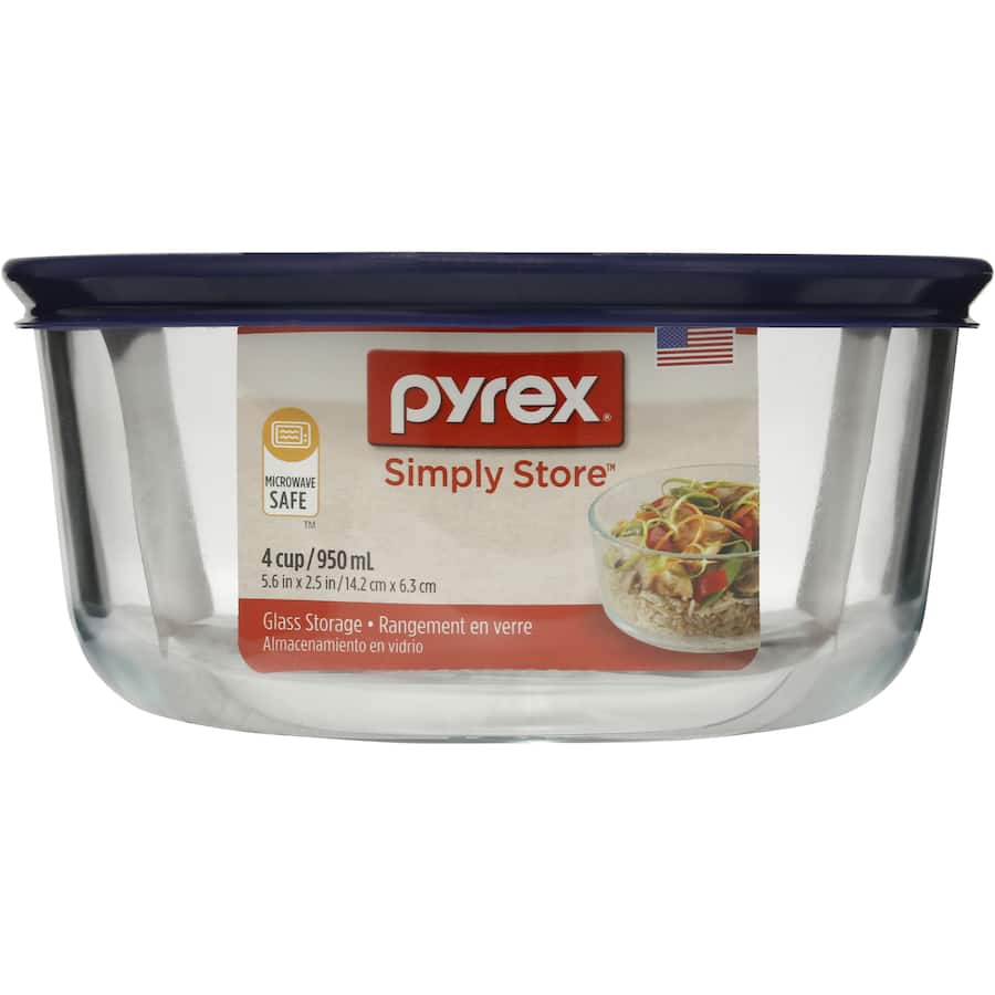 Pyrex Bowls Round With Lid 4 Cup 950mL