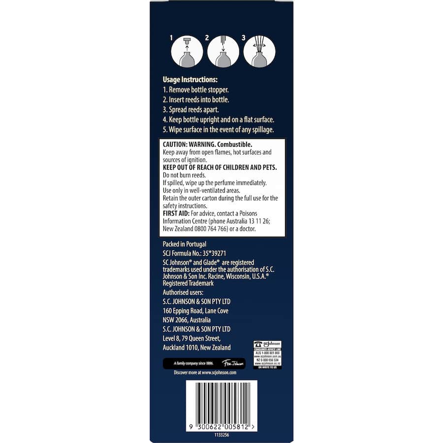 Glade Aromatherapy Reed Diffuser with Lavender & Sandalwood, featuring 8 rattan reeds for calming, long-lasting fragrance.