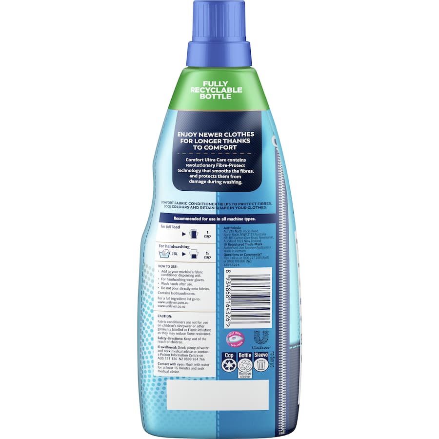 Comfort Fabric Softener in Sky Blue provides vibrant colors, luxurious softness, and a fresh scent reminiscent of a clear blue sky.