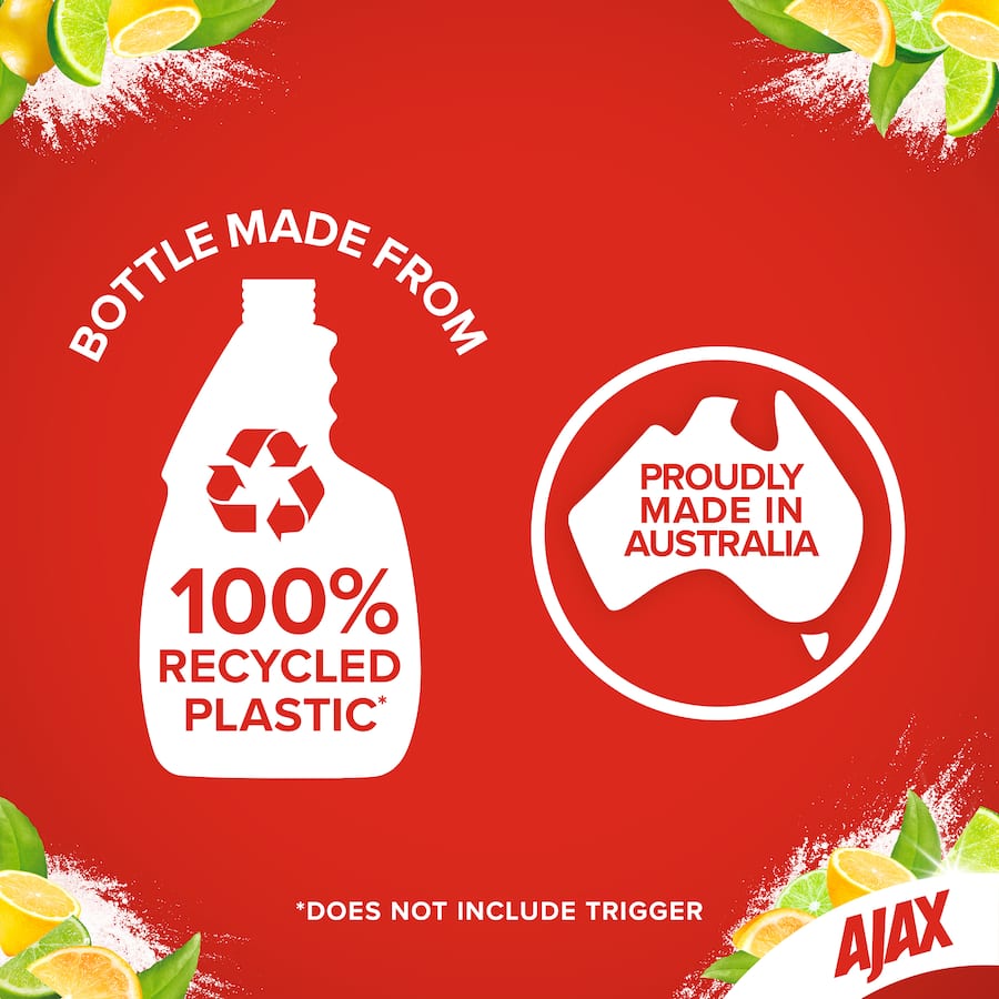 Ajax Spray N Wipe Kitchen Cleaner with Baking Soda, safe for stone, cuts grease, and leaves a fresh citrus scent.