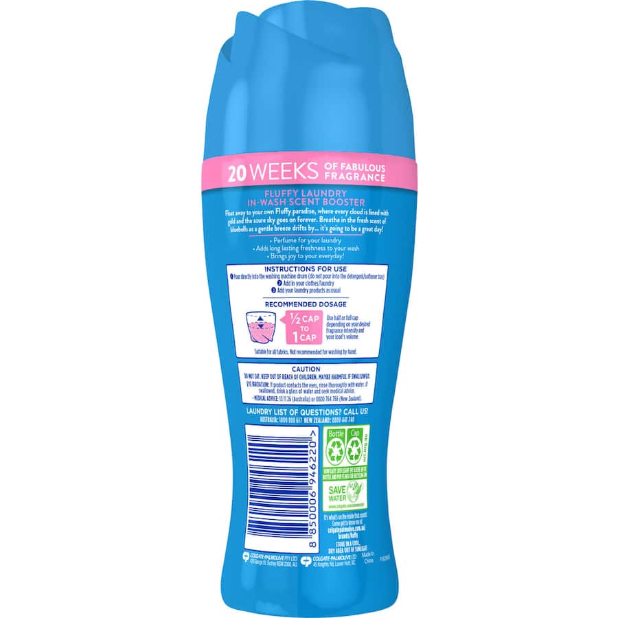 Fluffy Fabric Freshener Cloud Nine beads add long-lasting bluebell freshness to laundry for a blissful wash experience.