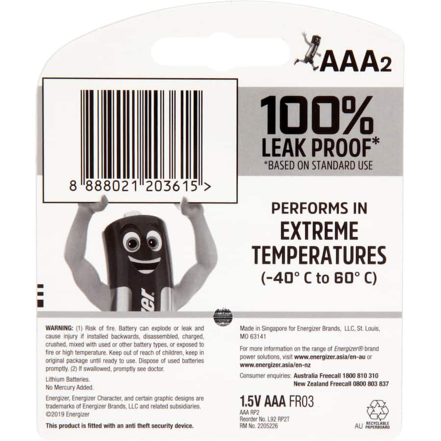 Energizer Aaa Battery Lithium 2pack