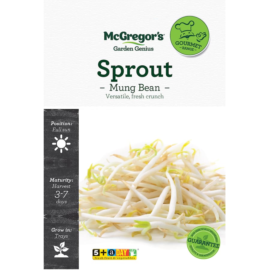Mung bean sprout seeds from McGregor's, ideal for home gardening and nutritious meal enhancements.