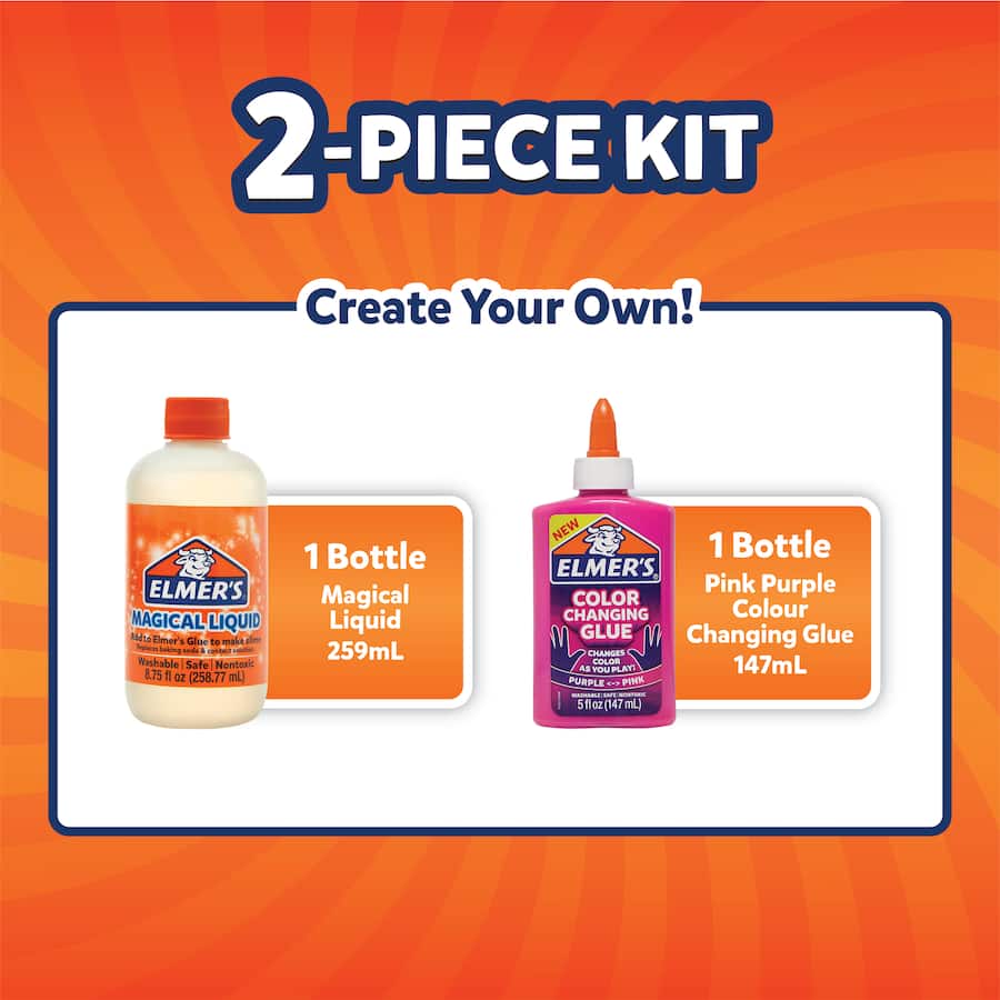 Colorful Elmers Slime Kit Unicorn Magic for creating fluffy, sparkly slime; perfect for sensory play and imaginative fun.