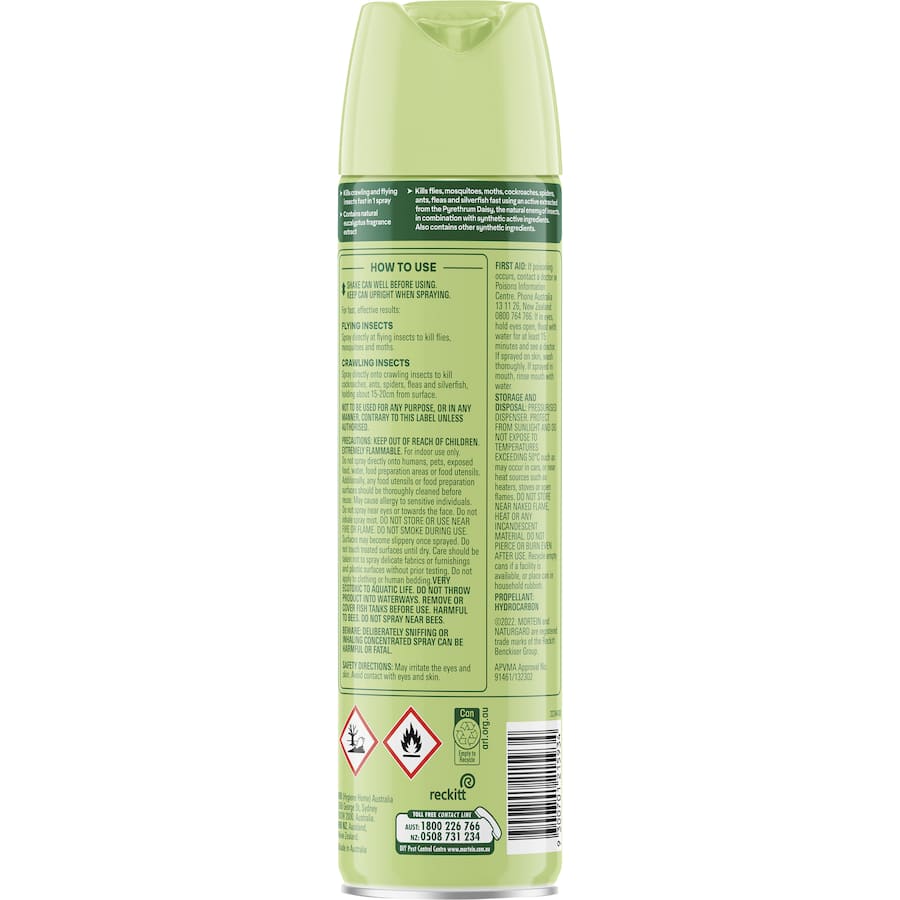 Mortein Naturgard Multi Insect Killer Spray, eco-friendly insect control for home and garden against ants, roaches, and more.