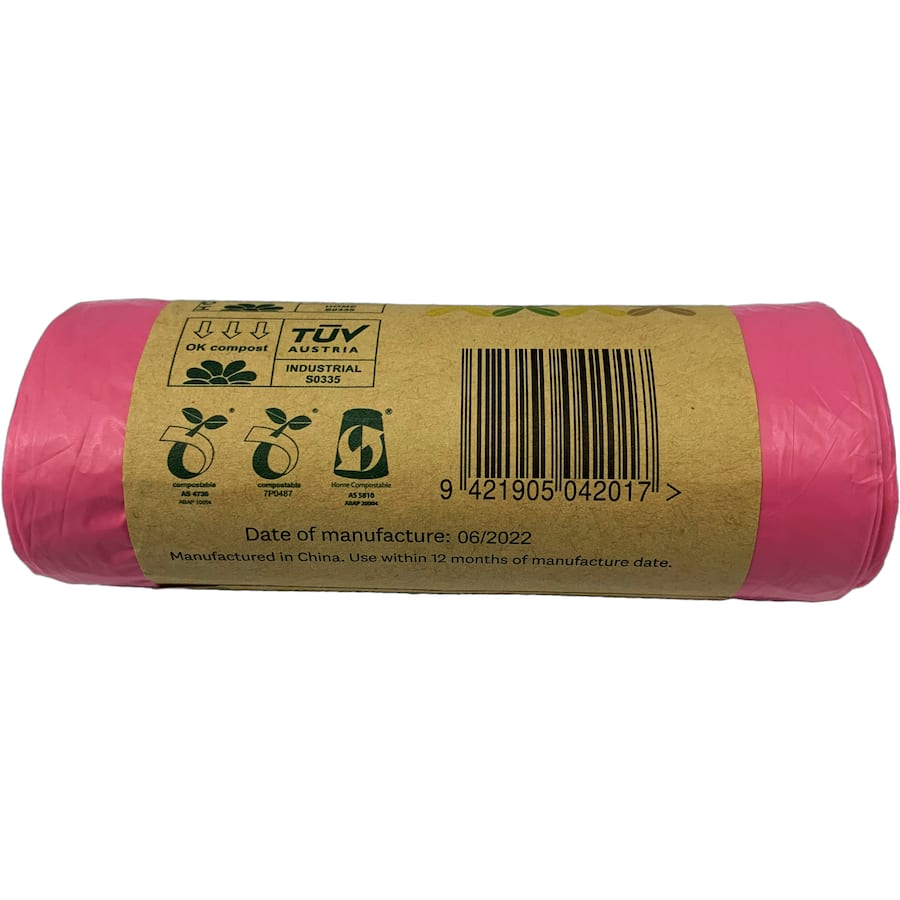 Eco-friendly 8L compostable bin liners for kitchen and yard waste, promoting sustainable waste disposal.