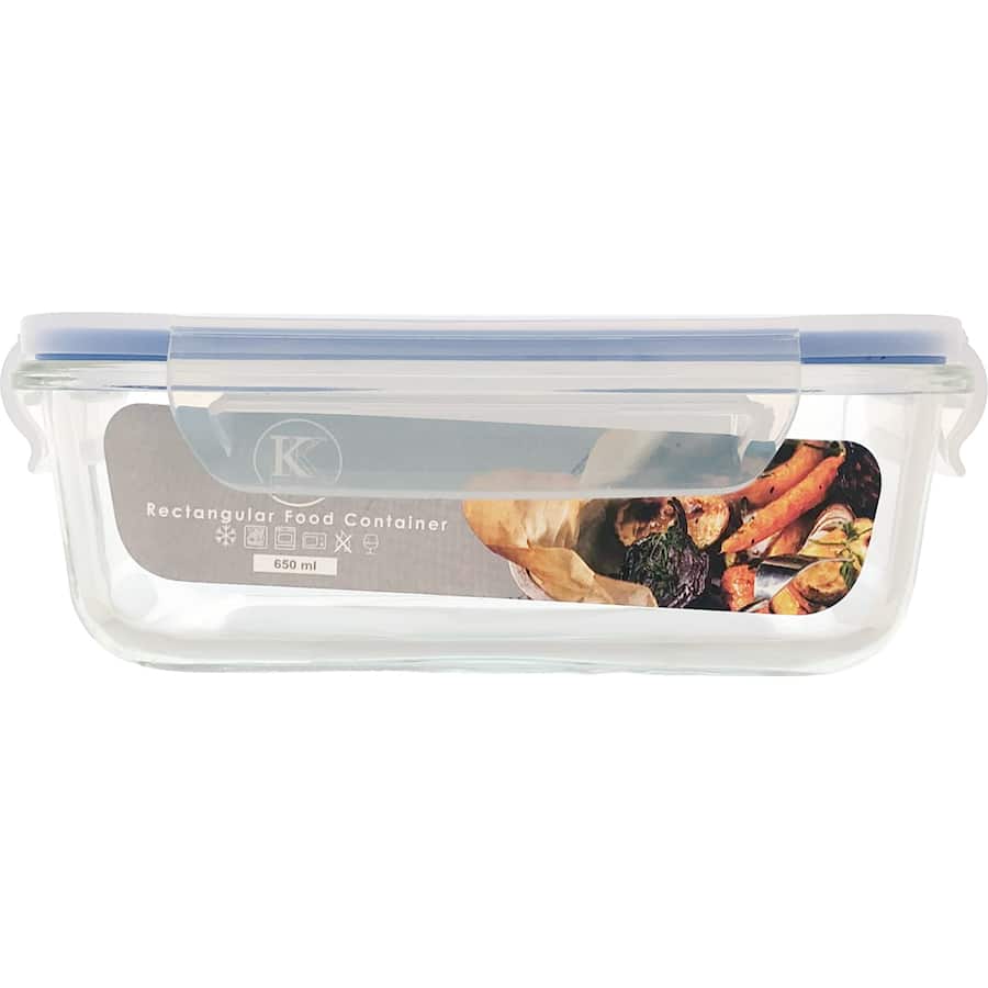 Kates Food Glass Container Rectangular for versatile, eco-friendly food storage with airtight lid and durable borosilicate glass.