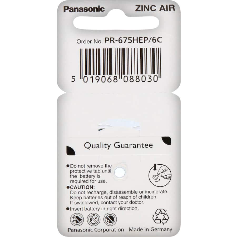Panasonic Hearing Aid Battery Pr44 Each