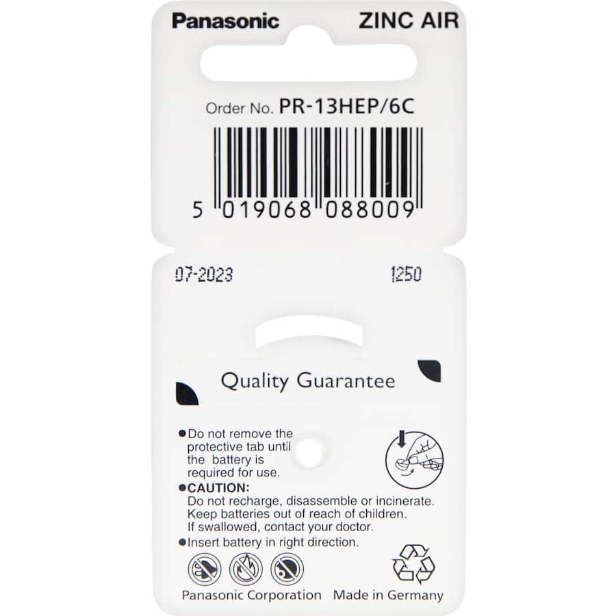 Panasonic Hearing Aid Battery Pr48 Size 13 1pack