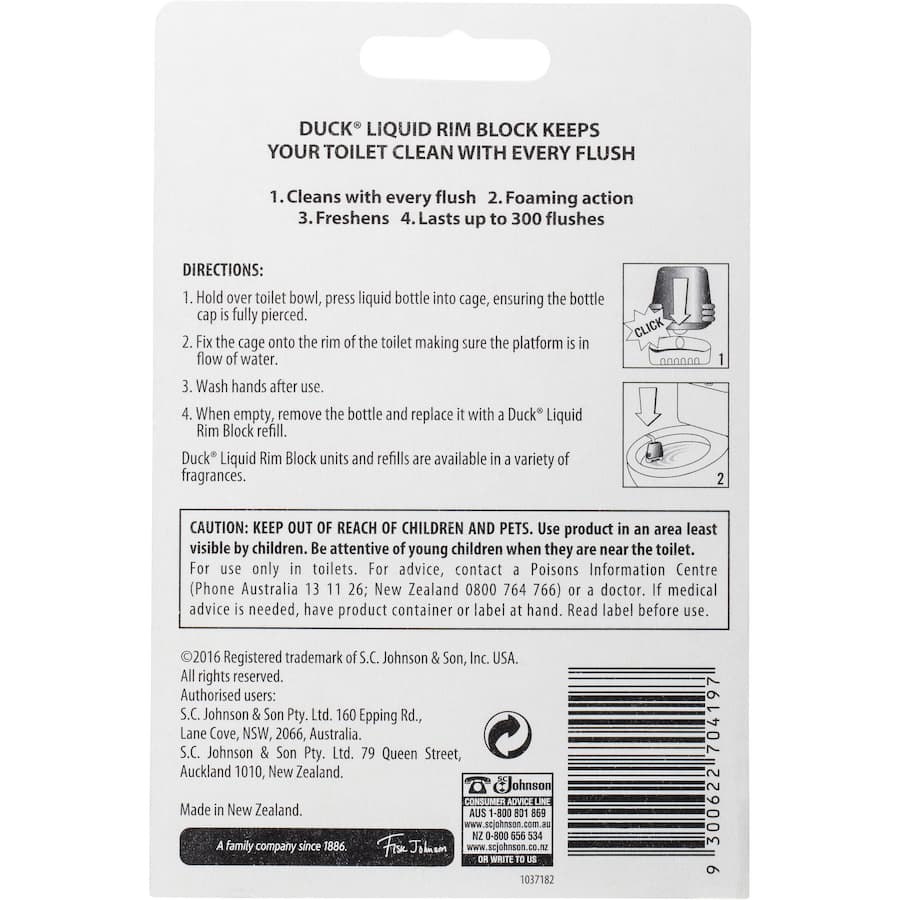 Duck Toilet Flush Lime Splash: Citrus-fresh rim block for 300 flushes, cleaning and refreshing your toilet with every use.