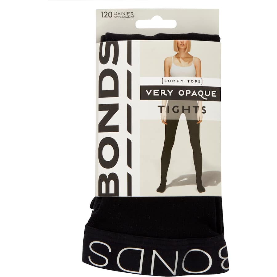 Bonds Comfy Tops Opaques Tights Large - Xlarge 120 Denier Black 1pr