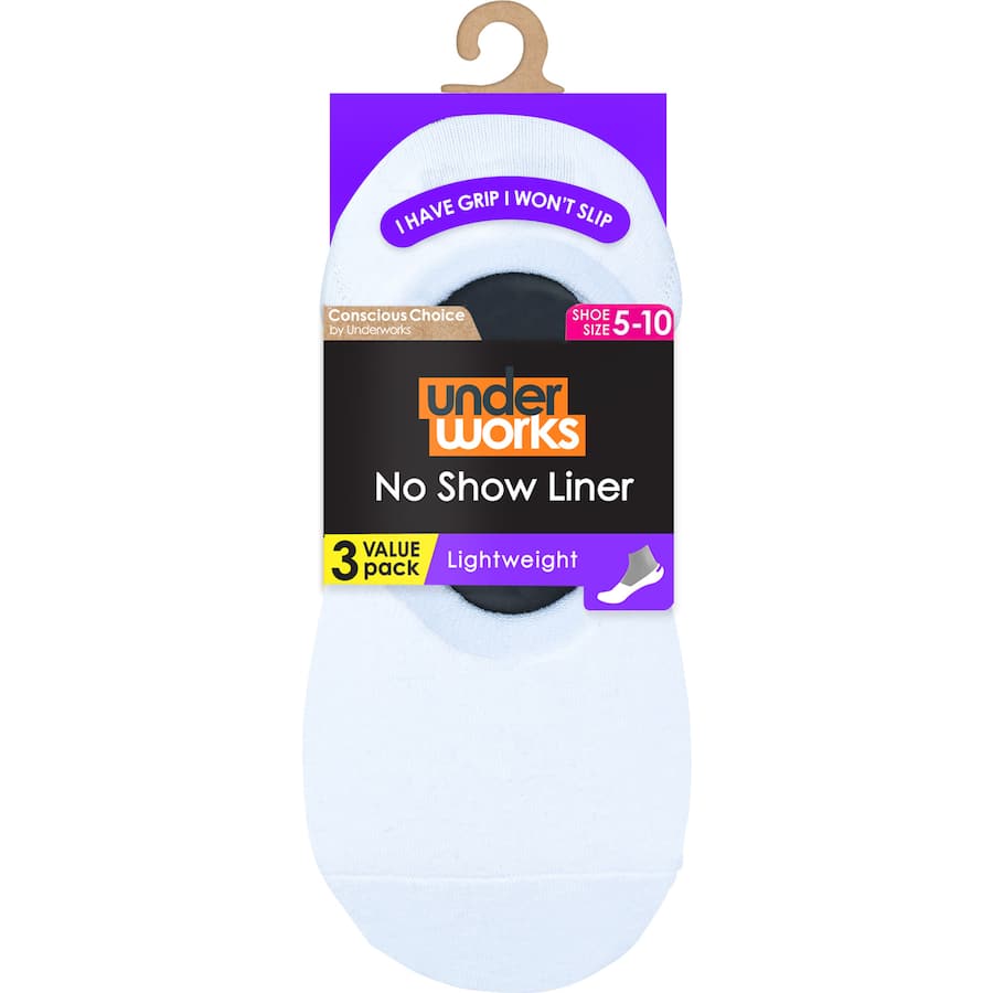 Underworks No Show Liner Socks for ladies, size 5-10, offering comfort and style for all footwear, perfect for any occasion.