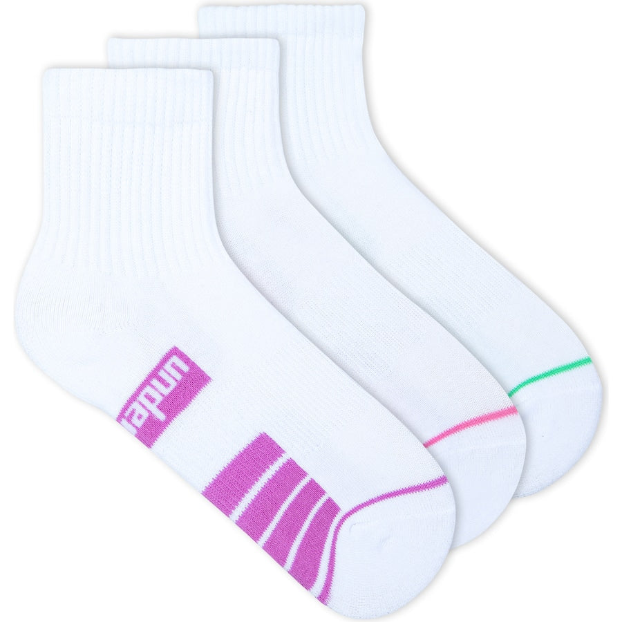 Underworks Ladies Sport Socks Quarter Crew in size 5-8, offering comfort, breathability, and durability for active wear.