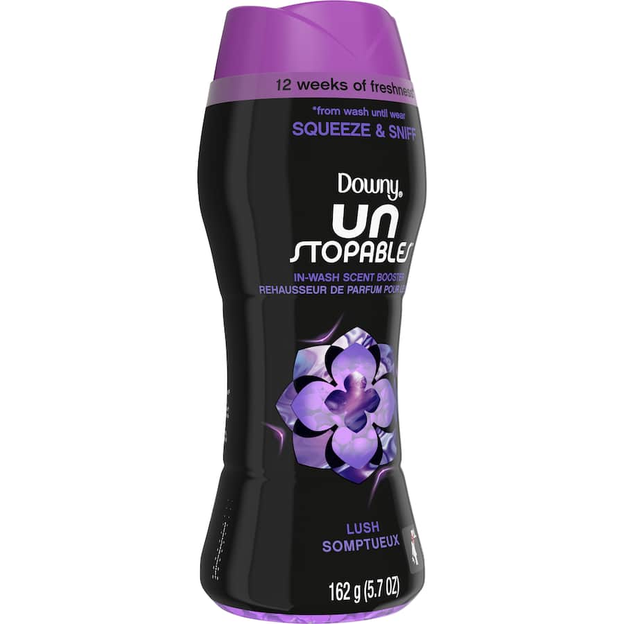Downy Unstoppable fragrance booster beads for long-lasting freshness in laundry with lush floral scents.
