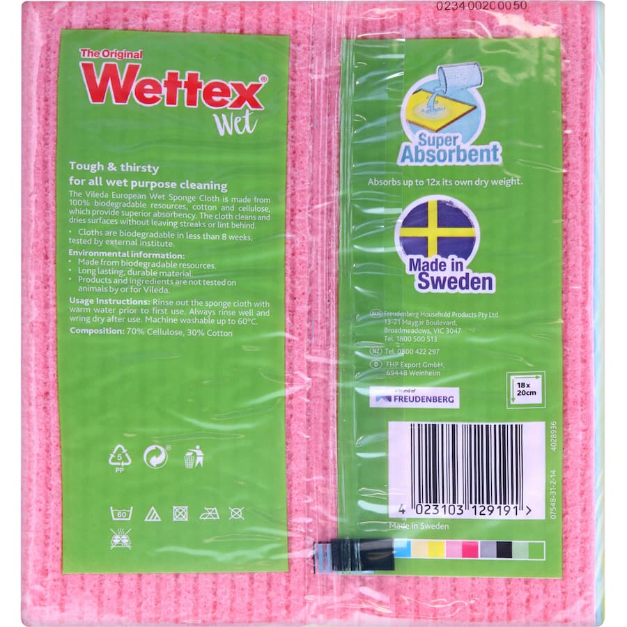 Vileda Wettex Wet Sponge Cloth 3pack