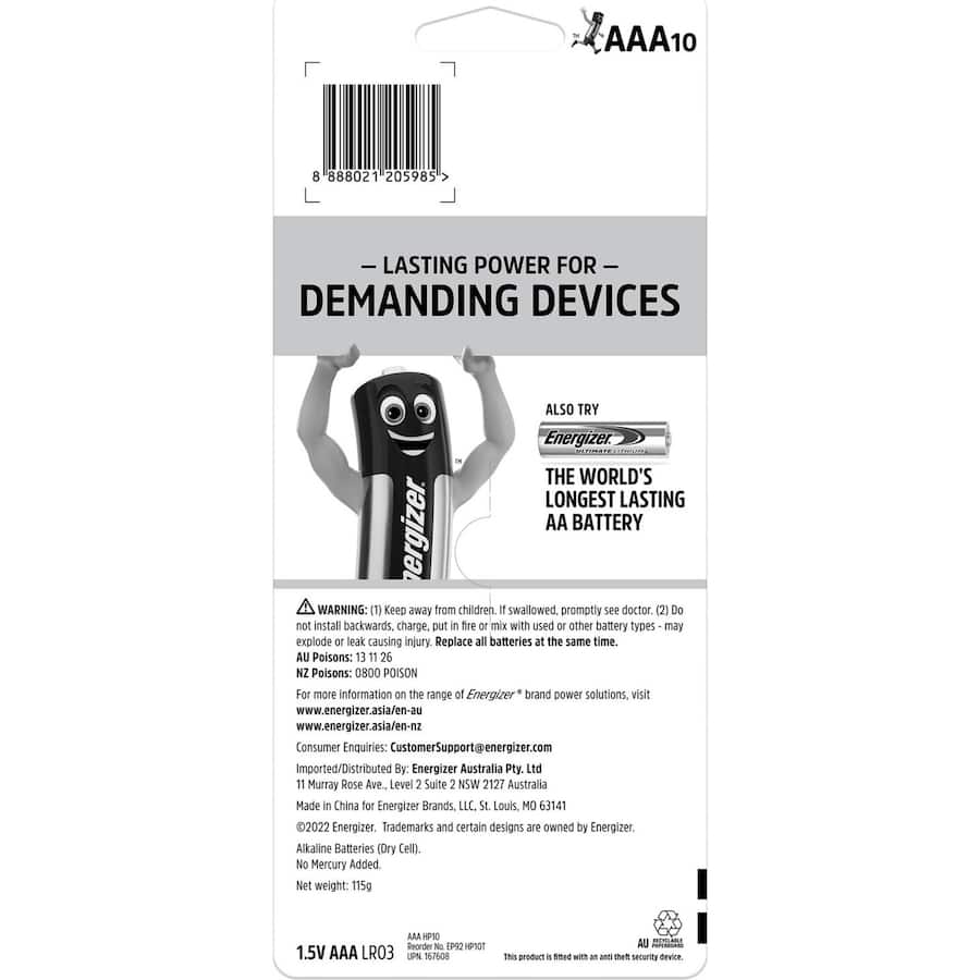 Energizer Max Plus AAA battery, designed for long-lasting power and reliability in various devices.