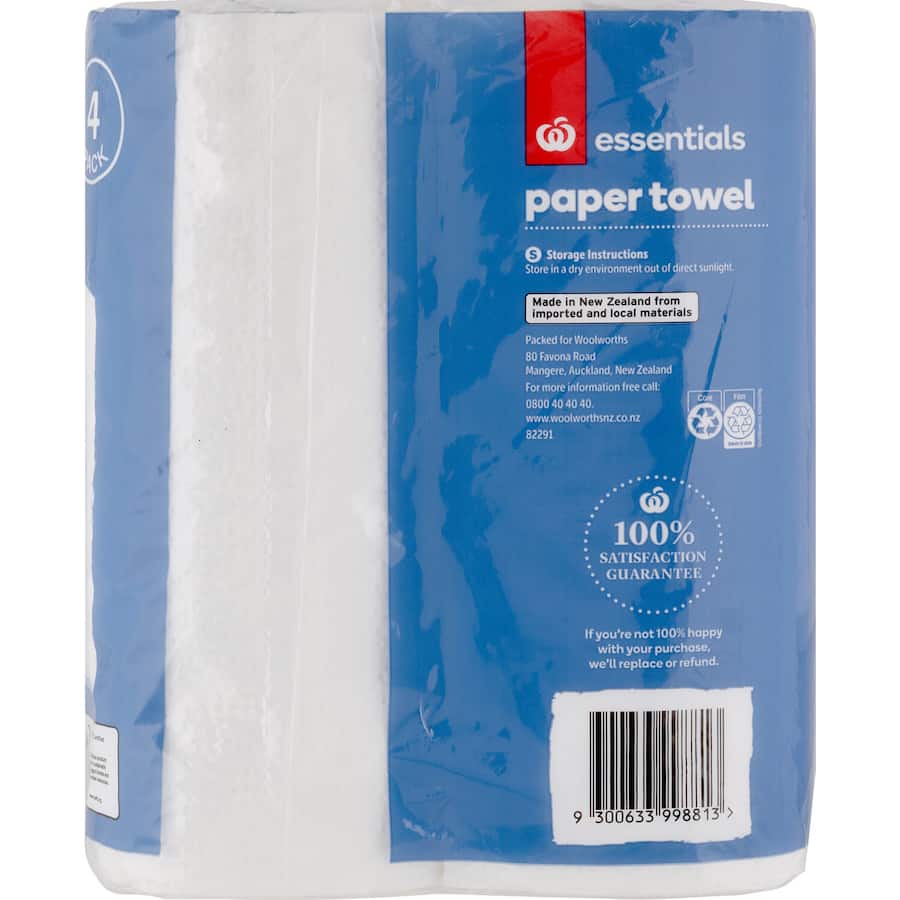 Essentials Paper Towels Chubb in 2-ply, 60 sheets per roll, ideal for spills and messes, PEFC certified for eco-friendly cleaning.