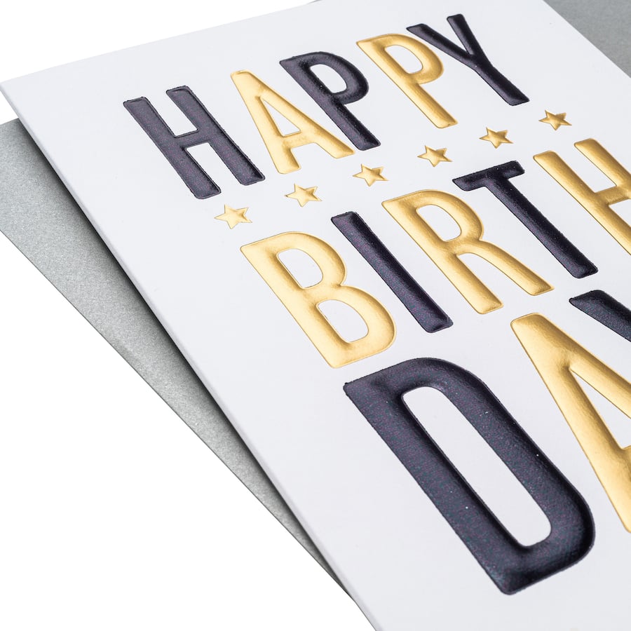 Colorful Hallmark birthday card for men featuring humor and heartfelt messages, perfect for celebrating special occasions.