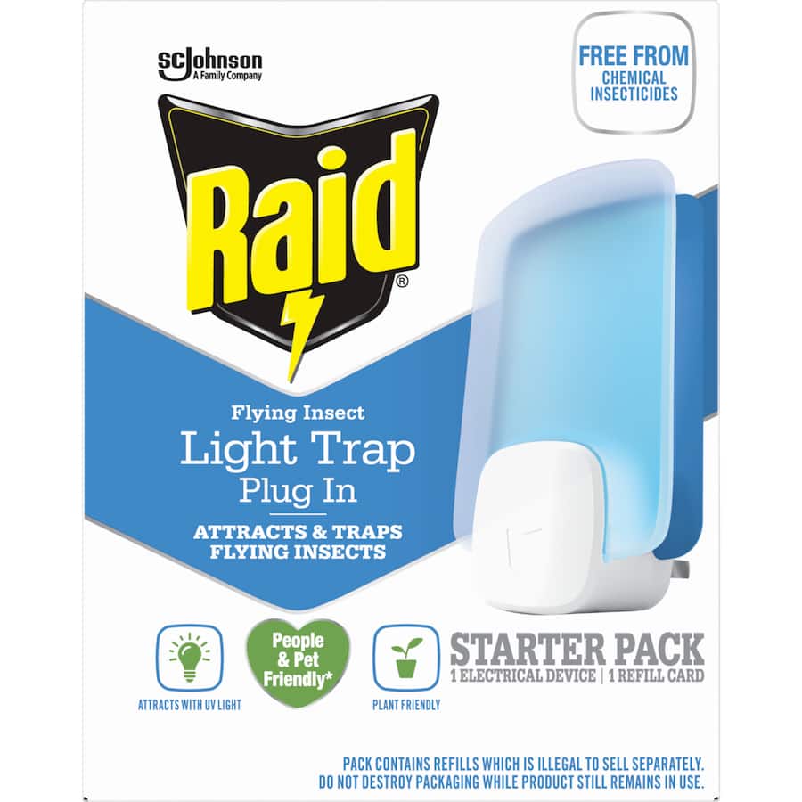 UV light insect trap plug-in, safely captures flying pests for a bug-free home, ideal for kitchens and living areas.