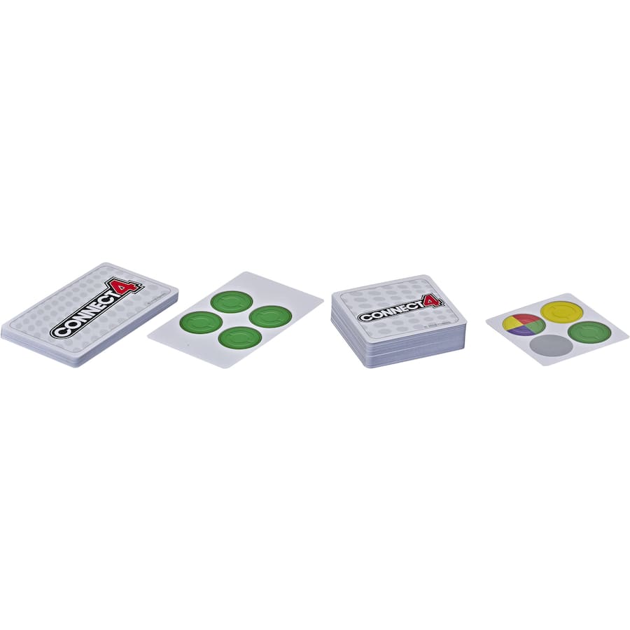Colorful card games featuring classic Hasbro titles like Clue, Guess Who?, Connect 4, and Battleship for family fun.
