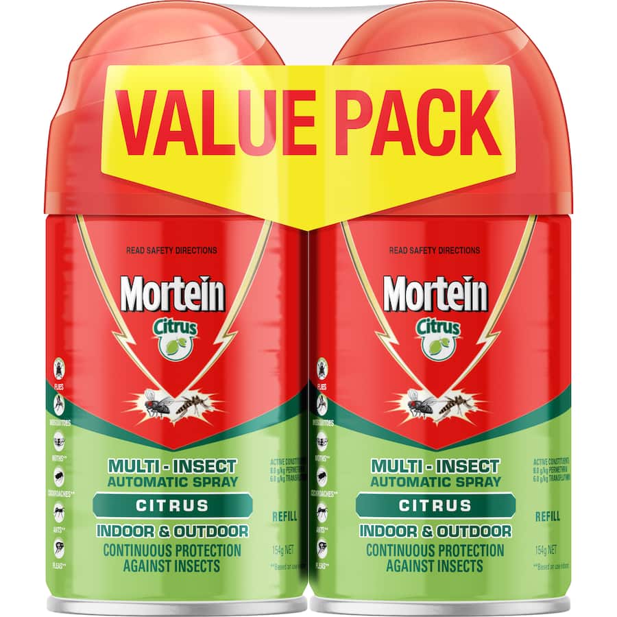 Mortein Naturgard Automatic Spray System Refill in Eucalyptus for insect control, emitting regular bursts for indoor and outdoor protection.