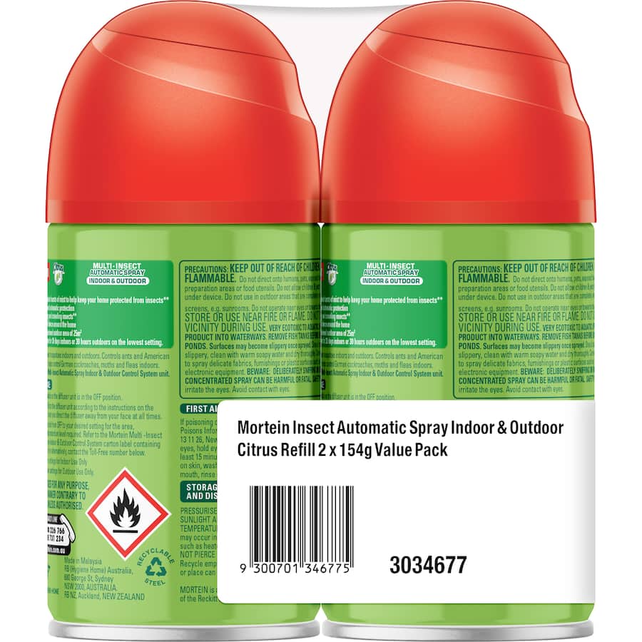 Mortein Naturgard Automatic Spray Refill in Eucalyptus for insect control, emitting continuous mist for up to 30 days.