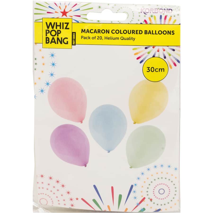 Whiz Pop Bang Balloons Macaron Coloured 30cm 20pack