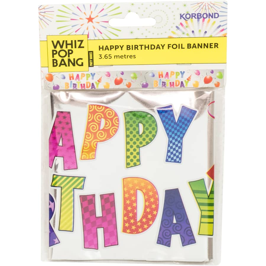 Happy Birthday Banner Foil 1ea