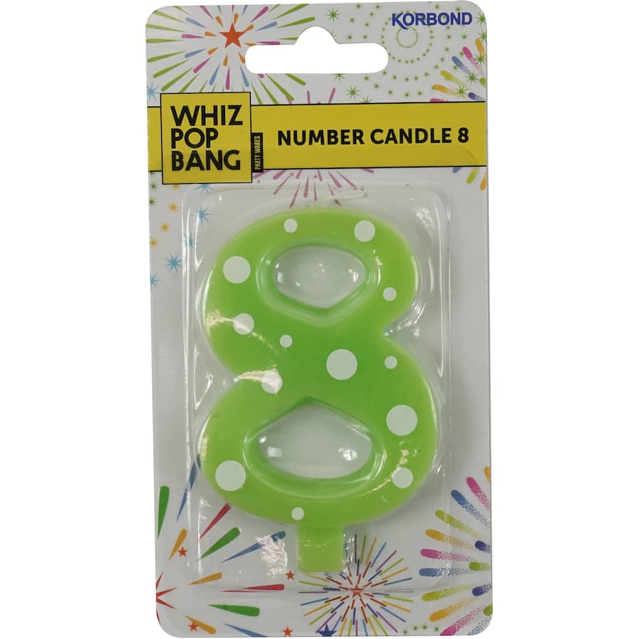 Whiz Pop Bang Candles Number 8: Decorative, eco-friendly candles in various scents that enhance ambiance and mood.