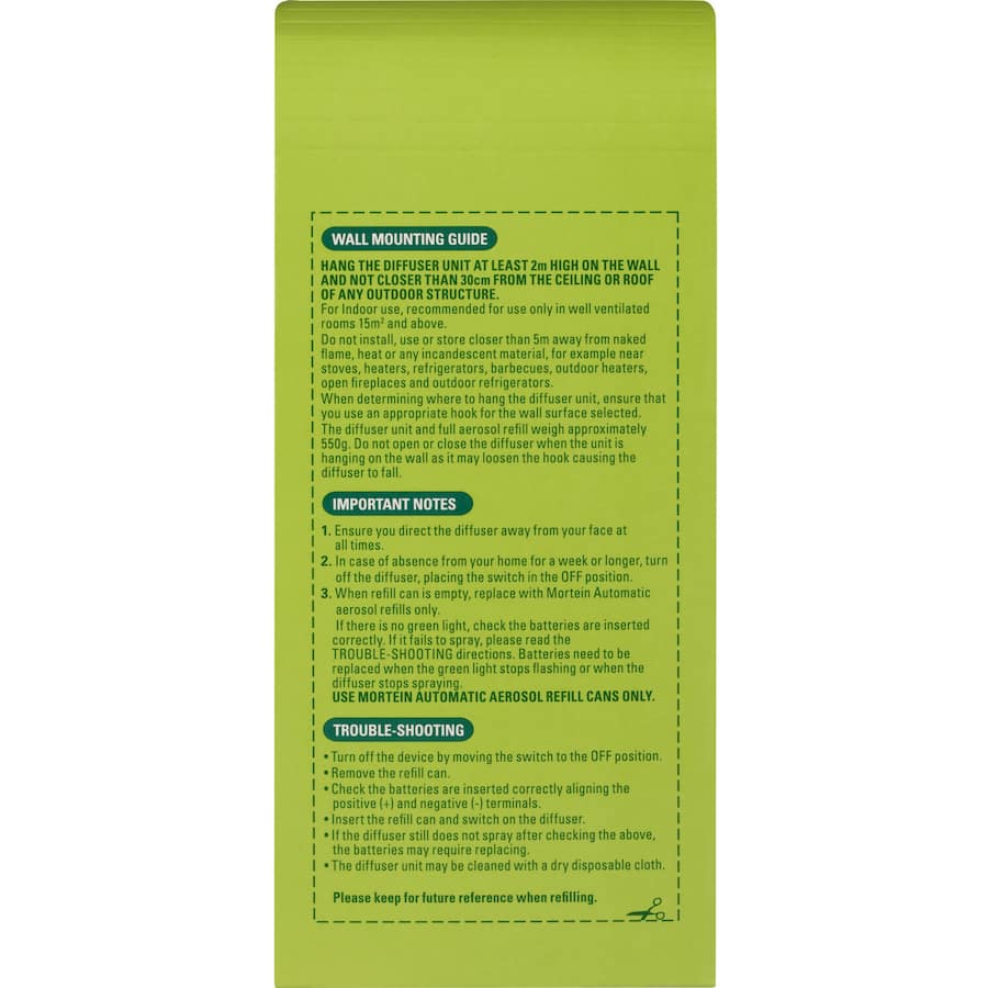 Mortein Automatic Insect Spray: Continuous pest protection with citrus scent, 5 settings, indoor & outdoor coverage.