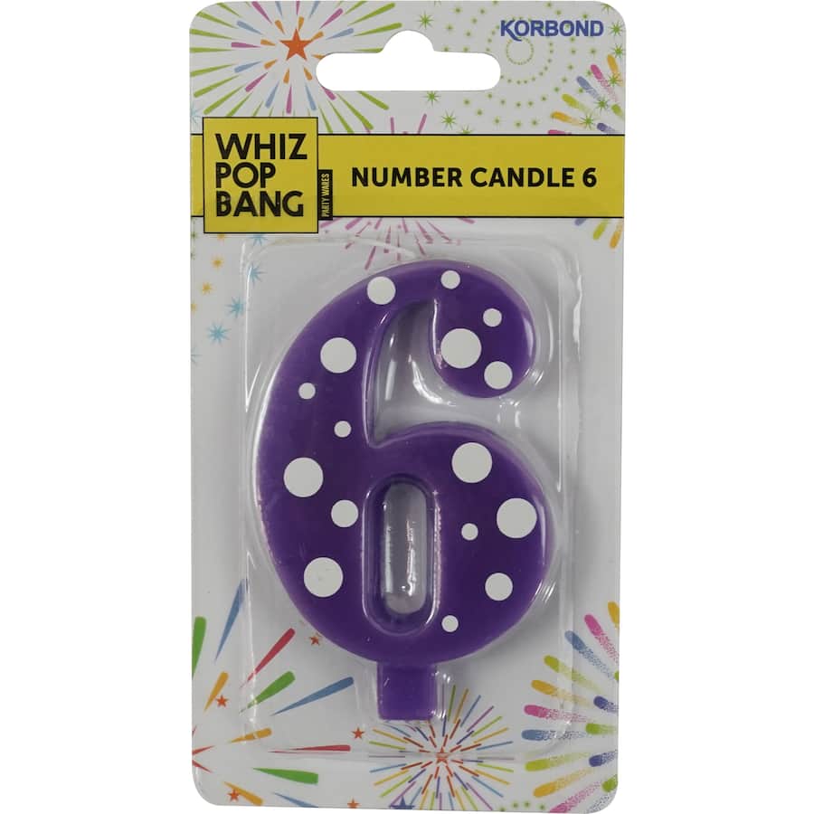 Whiz Pop Bang Candles Number 6: Eco-friendly candle with fresh citrus and calming lavender scents for relaxation and style.