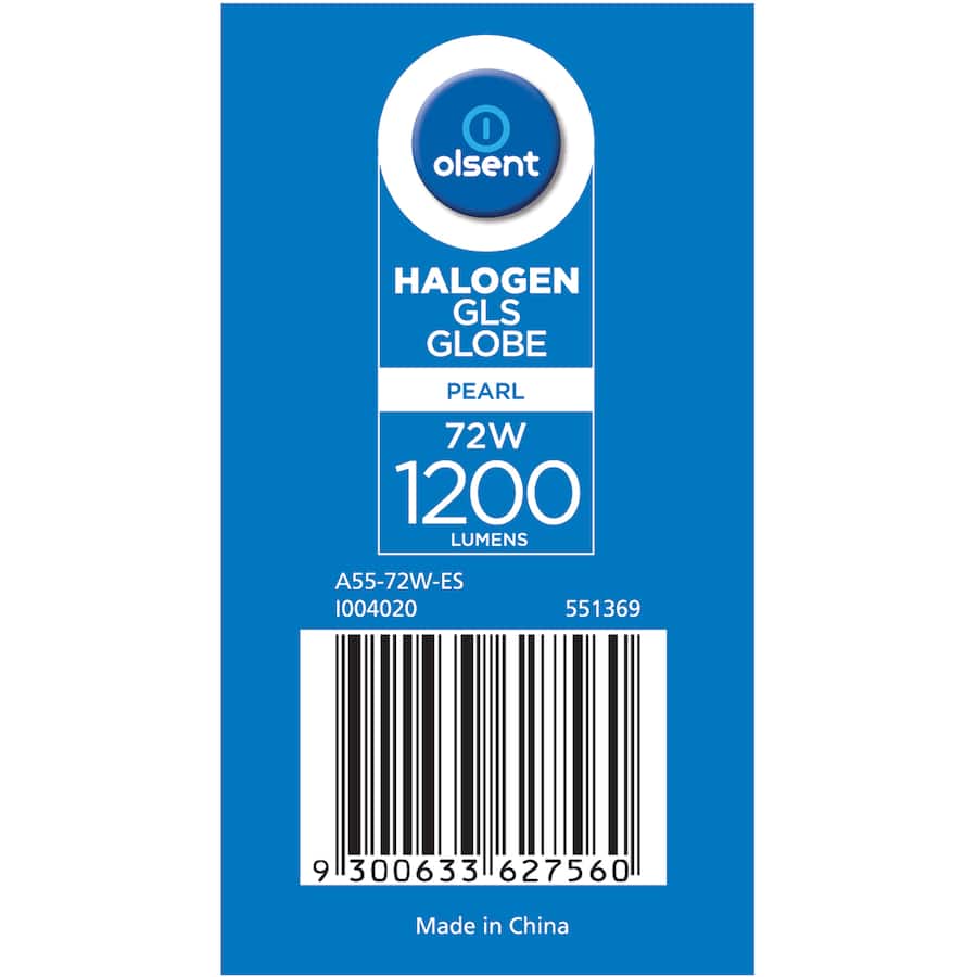 Olsent Halogen Round Bulb Screw 72w Pearl 2pack