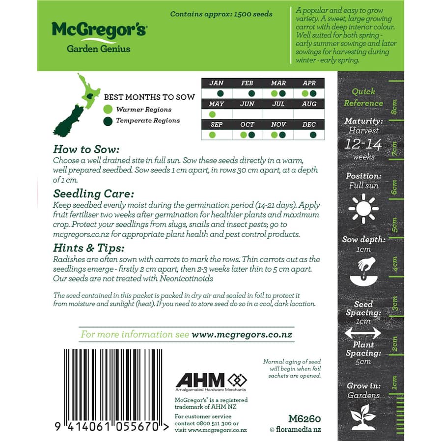 Mcgregors Vegetable Seeds Carrot Seasons