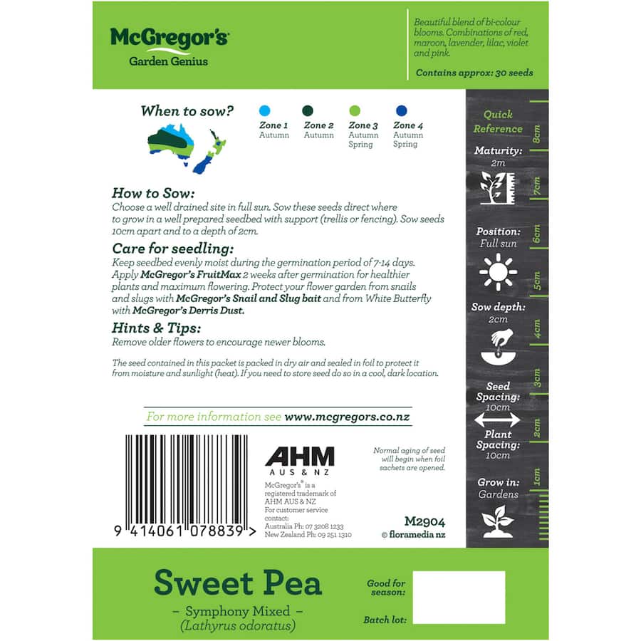 Mcgregors Flower Seeds Sweet Pea Symphony Mix