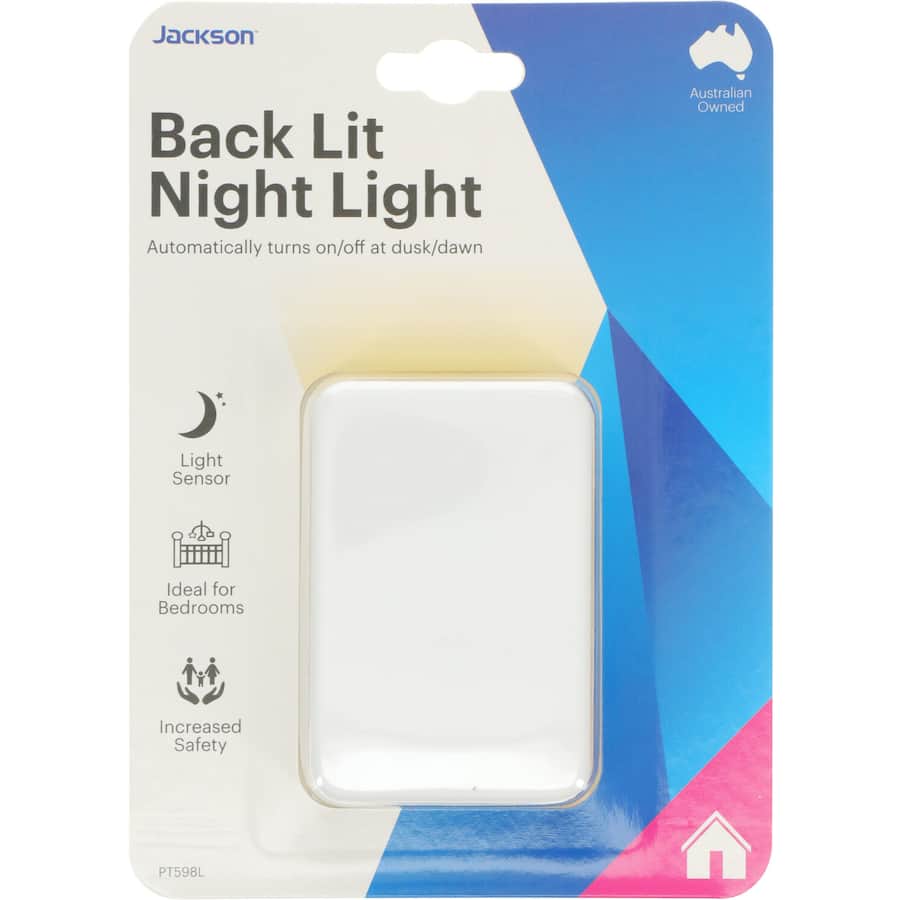 Jackson Night Light with automatic on/off sensor, soft warm white glow, perfect for safe nighttime navigation.
