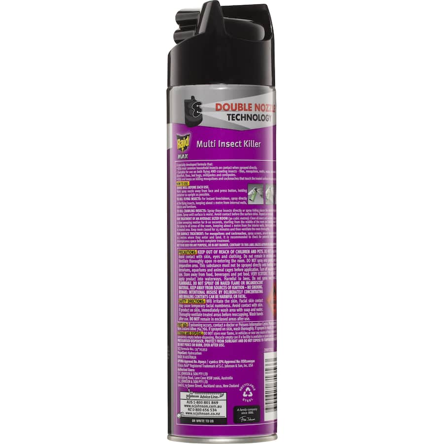 Raid Max Multi Insect Killer With Double Nozzle Technology Spray can 300g