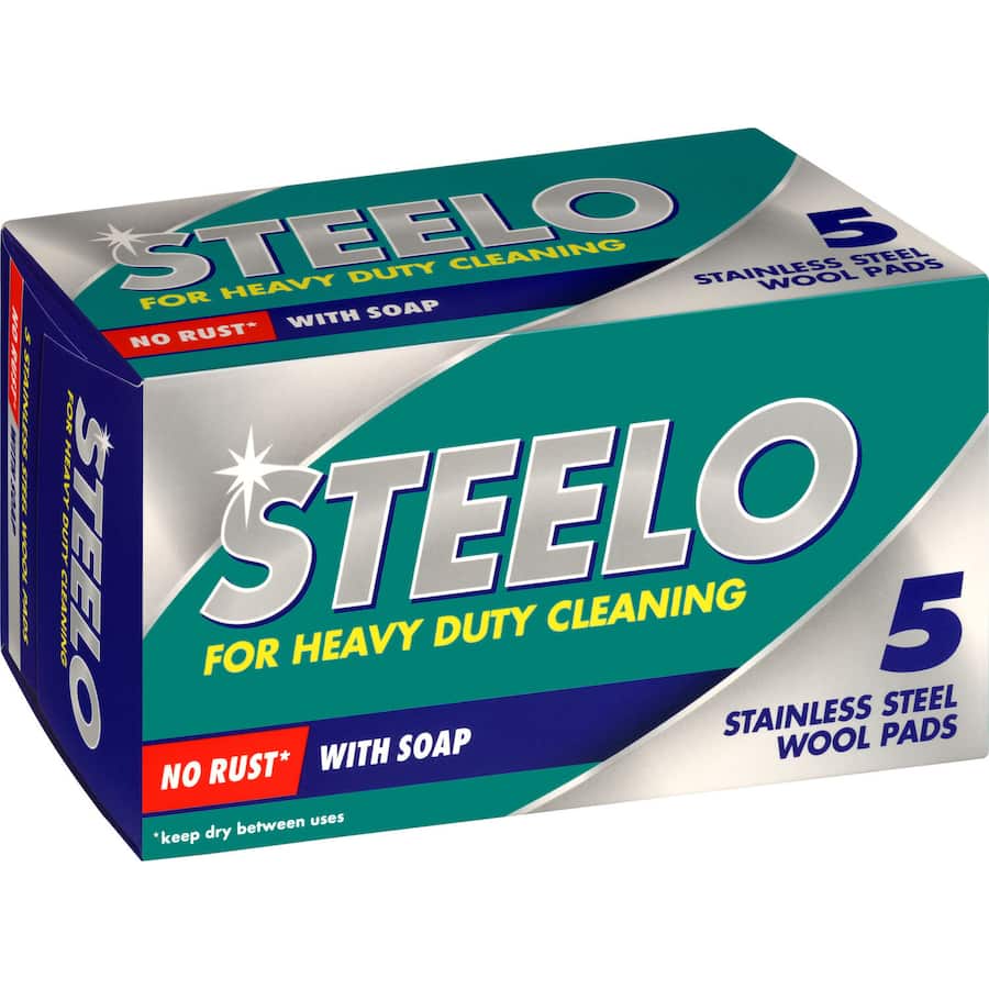 Steelo Stainless Soap Pads for heavy-duty cleaning, crafted from rust-free stainless steel wool for greasy messes.