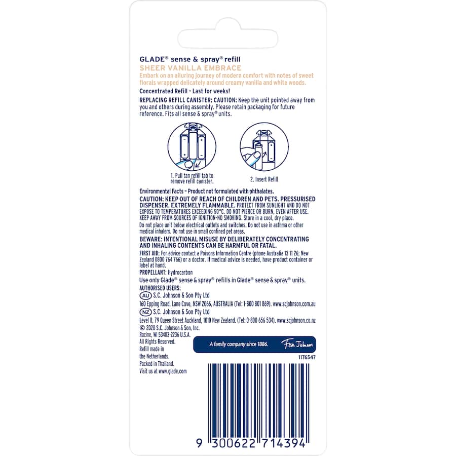 Glade Sense & Spray Diffuser Vanilla Refill 12g
