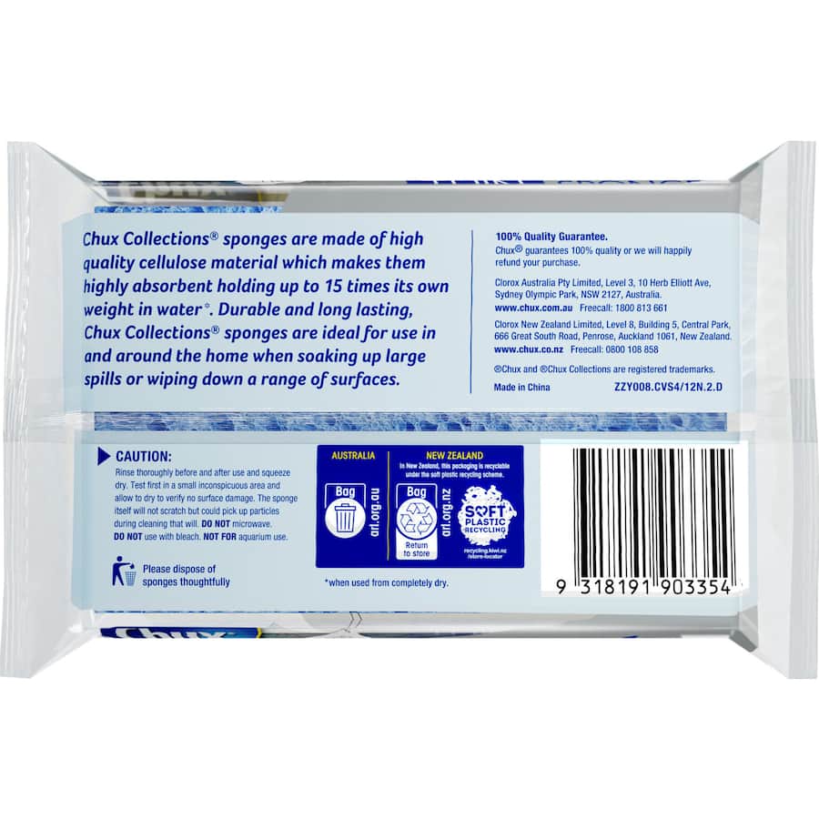Thin and versatile Chux sponges, perfect for efficient cleaning of all surfaces in kitchens and bathrooms.