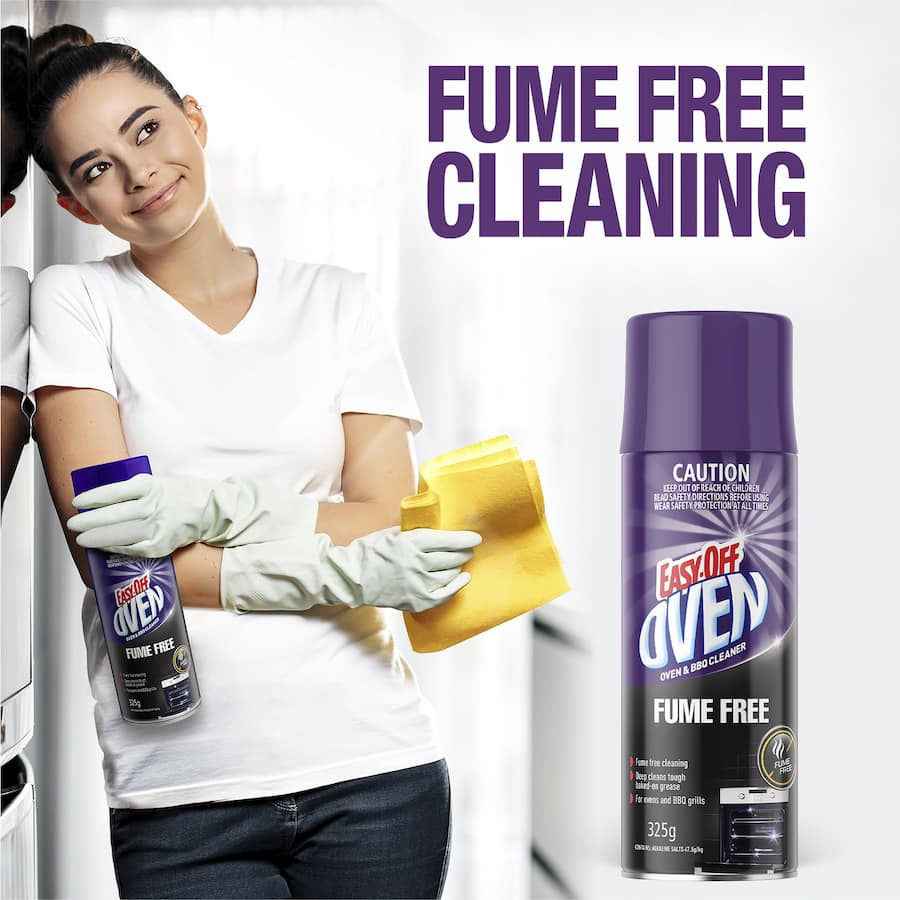 Easy Off Bam Oven & BBQ Cleaner fume-free formula for deep cleaning tough grease with a fresh lemon scent.