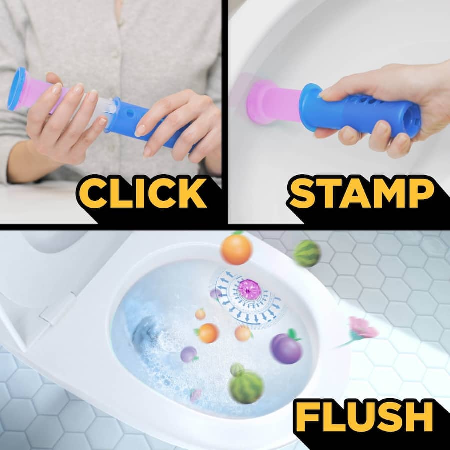 Duck Fresh Toilet Discs Limited Edition in Fruity Blitz fragrance, offering easy, germ-free toilet cleaning with gel self-sticking discs.