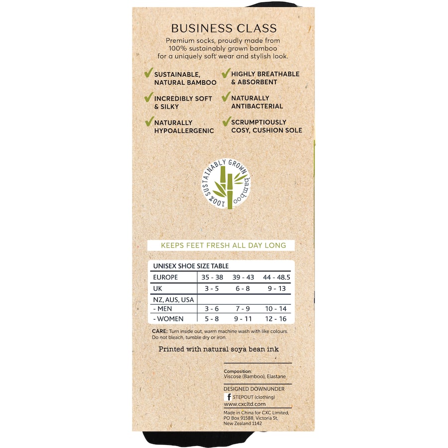 Stepout Nature Socks Bamboo Business Sz 35-38.5 2pack