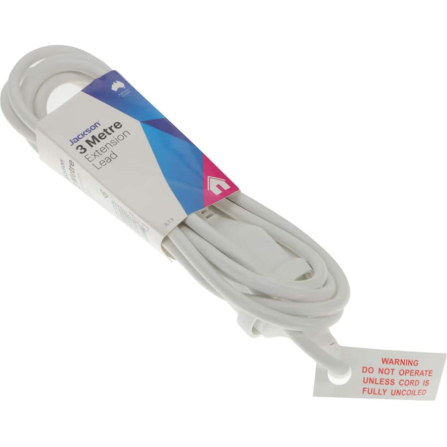 3m Jackson power extension lead, 240V 10A, max load 2400W for convenient power access.