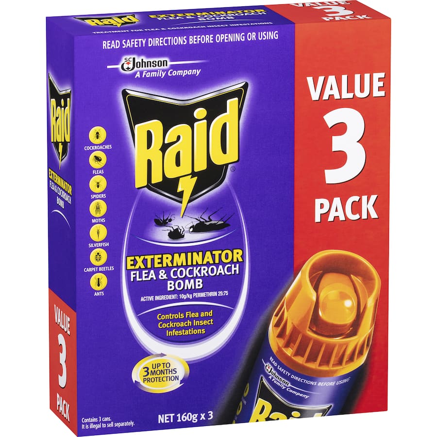 Raid Exterminator Bomb Multiple Insect Control 3pack