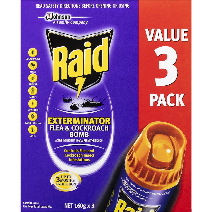 Raid Exterminator Bomb Multiple Insect Control 3pack