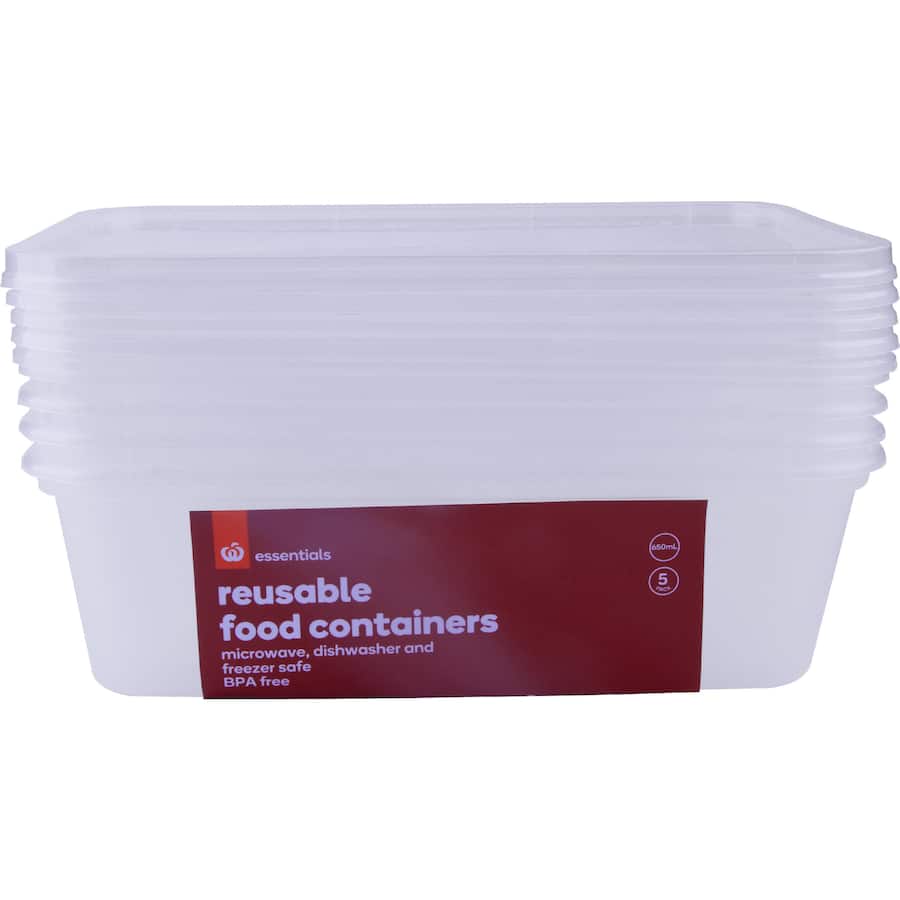 Essentials Container Rectangle 650ml 5pack