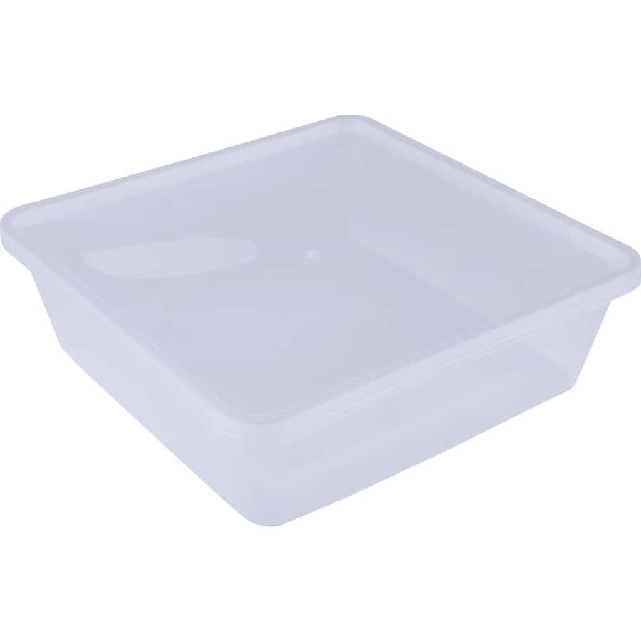 Square reusable food storage containers (920ml) in a four-pack, microwave and dishwasher safe, BPA-free, eco-friendly.
