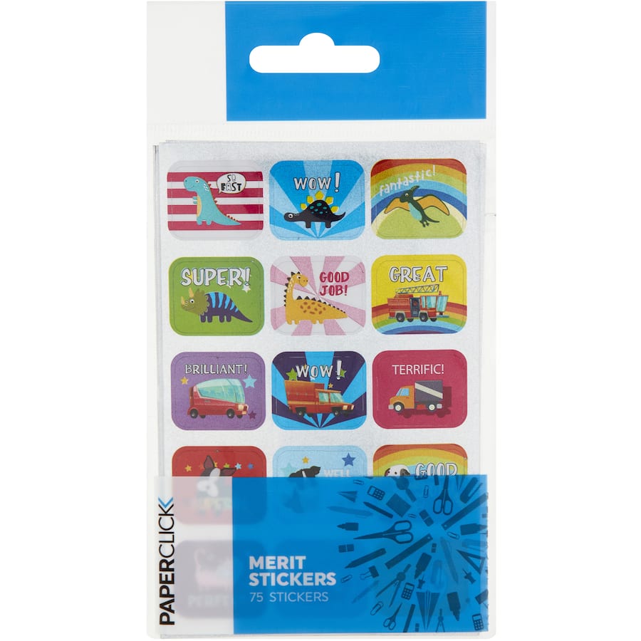 Colorful Essentials Merit Stickers designed to celebrate children's achievements and encourage positive behavior in educational settings.